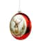 Glittered Reindeer Glass Christmas Disc Ornament
